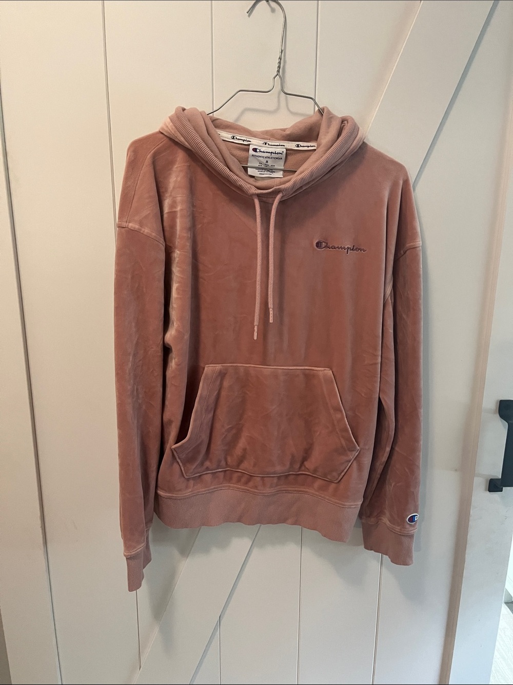 Champion Women’s Velour Crewneck Hoodie - Dusty Pink